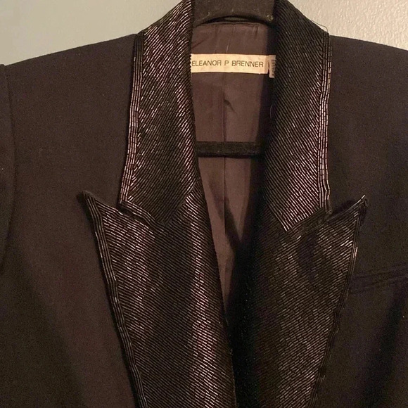 Eleanor P Brenner vintage black blazer - women’s L - wool/silk - beaded - Picture 3 of 8